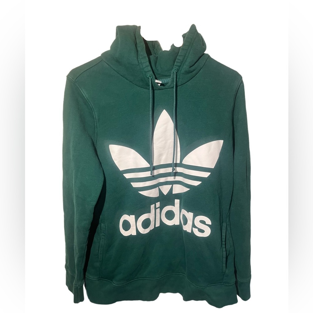 Adidas Dark Green Hoodie with White Trefoil